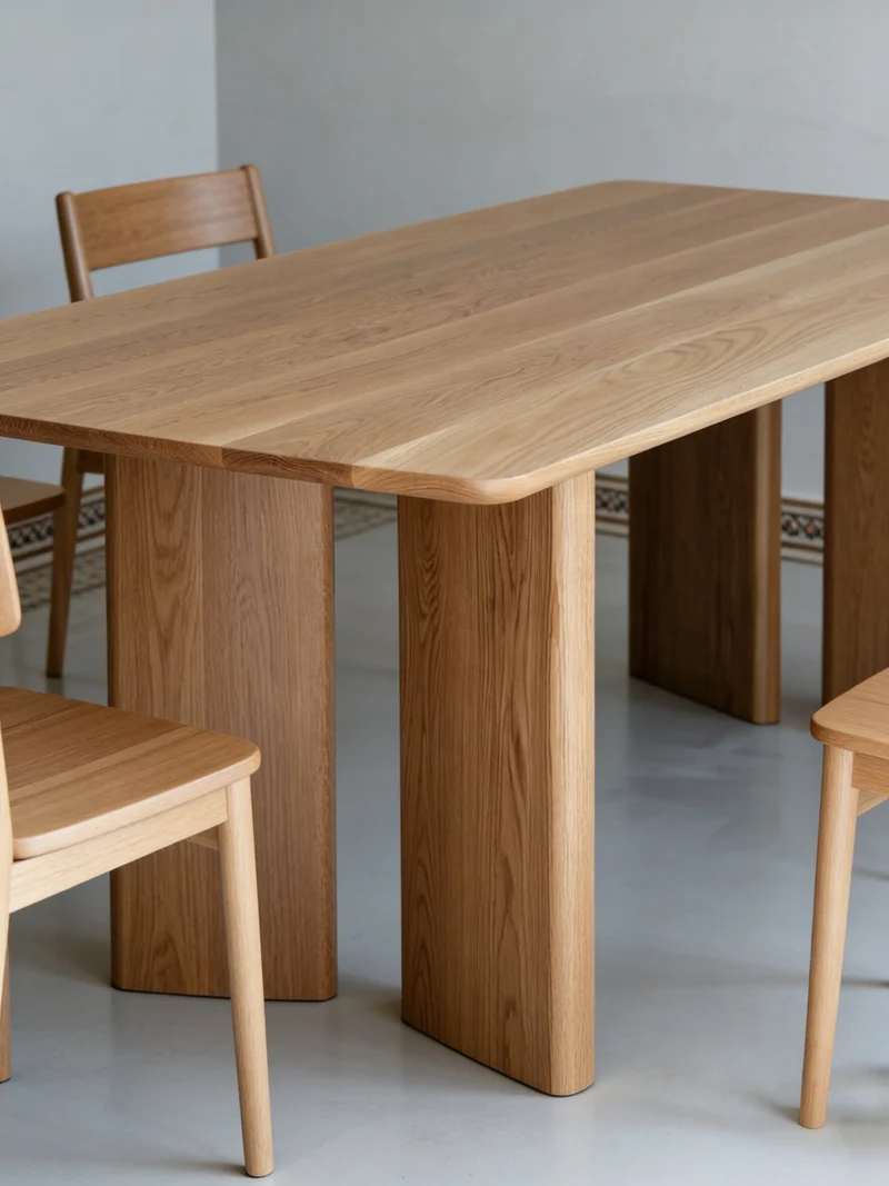 Foundry White Oak Dining Table, Minimalist Solid Wood Table
