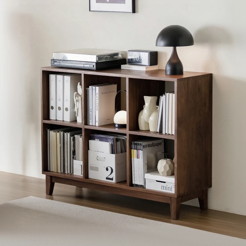 Pageturn Black Walnut Wood Display Shelf Bookcase