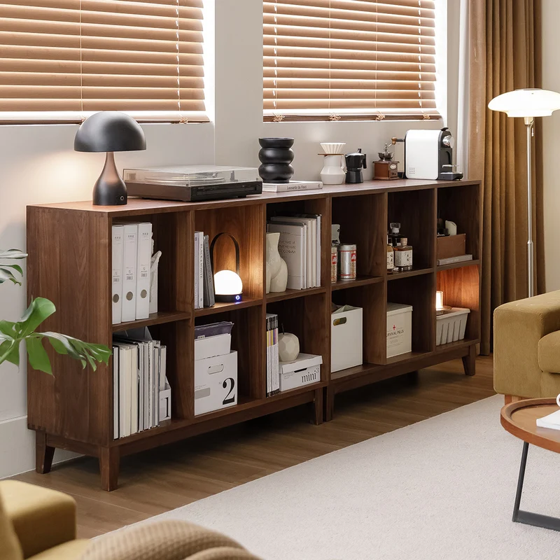 Pageturn Black Walnut Wood Display Shelf Bookcase