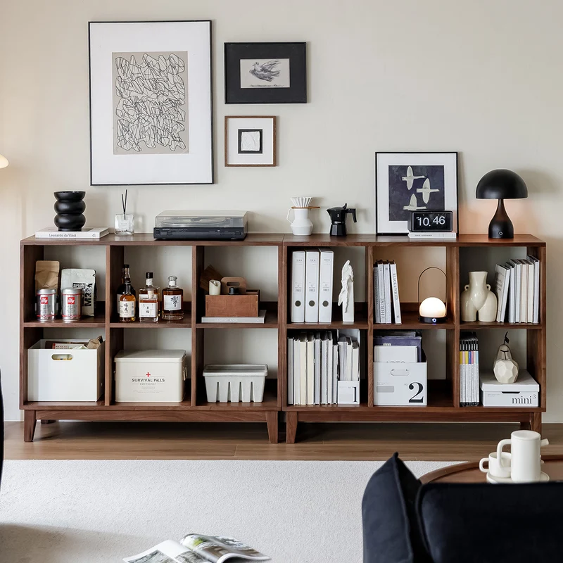 Pageturn Black Walnut Wood Display Shelf Bookcase