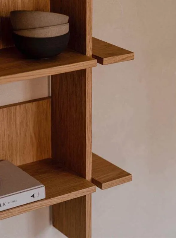 Bookish White Oak Scandinavian Open Shelf Bookcase