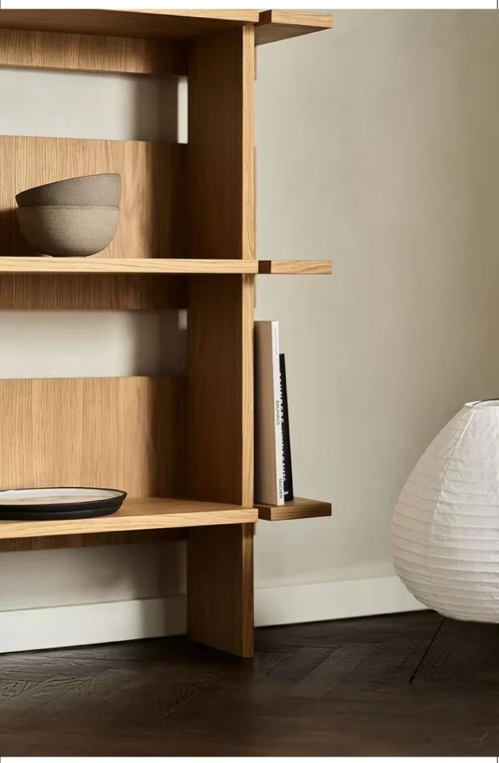 Bookish White Oak Scandinavian Open Shelf Bookcase