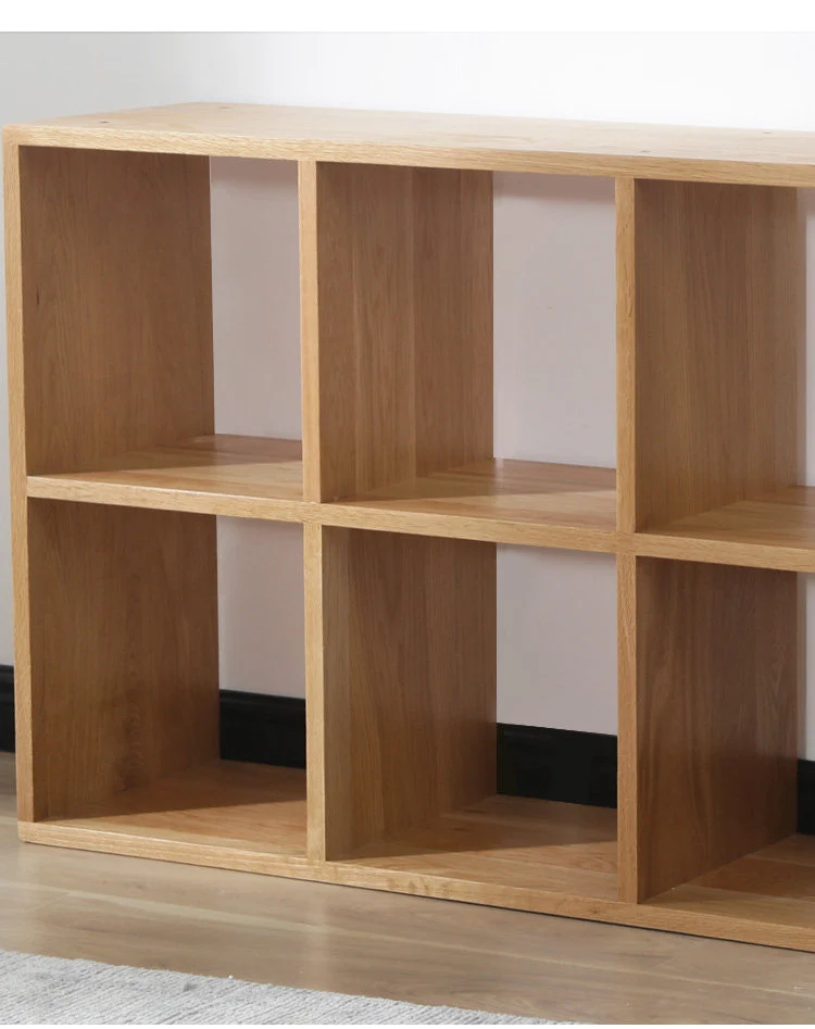Literati White Oak Open Display Bookcase with Cubby Shelves