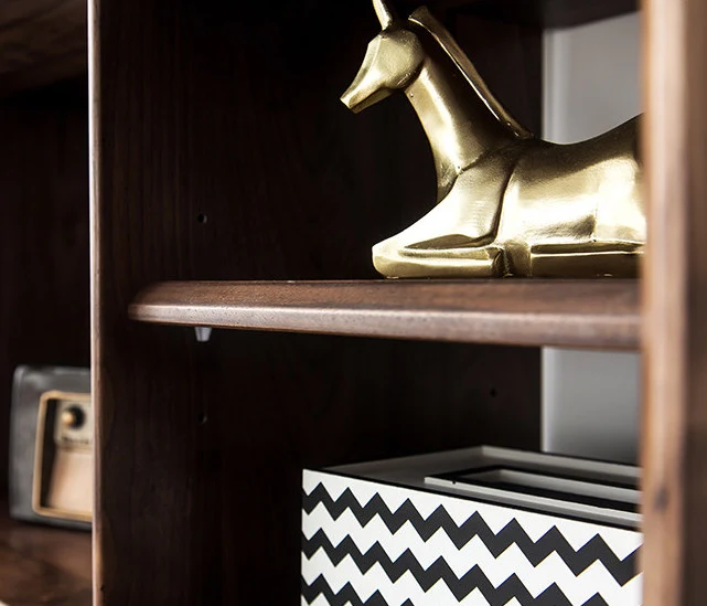 Lore Mid-Century Walnut Display Bookcase with Open Shelves