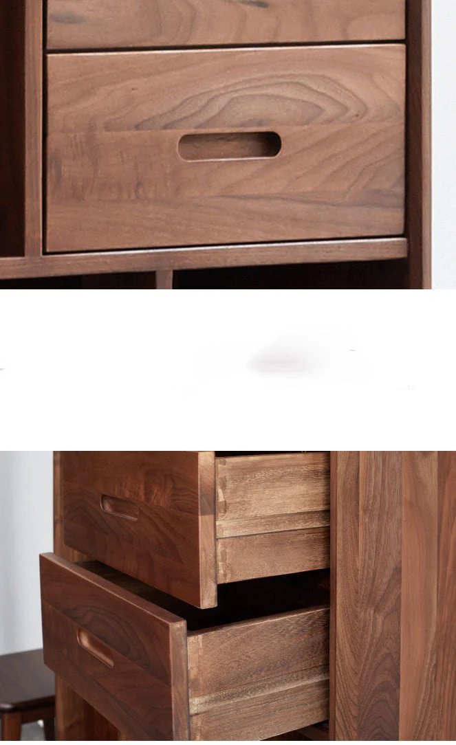 Libris Walnut Bookcase with Drawers & Open Display Shelves