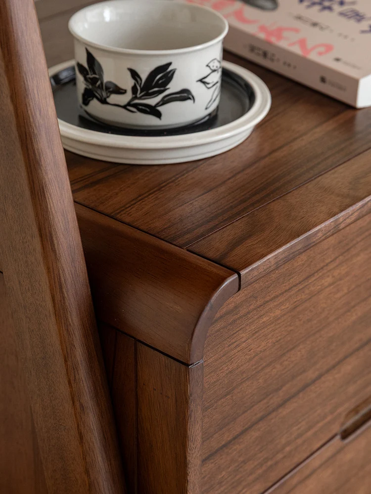Folio Walnut Ladder Display Shelf with Storage Drawer Cabinet