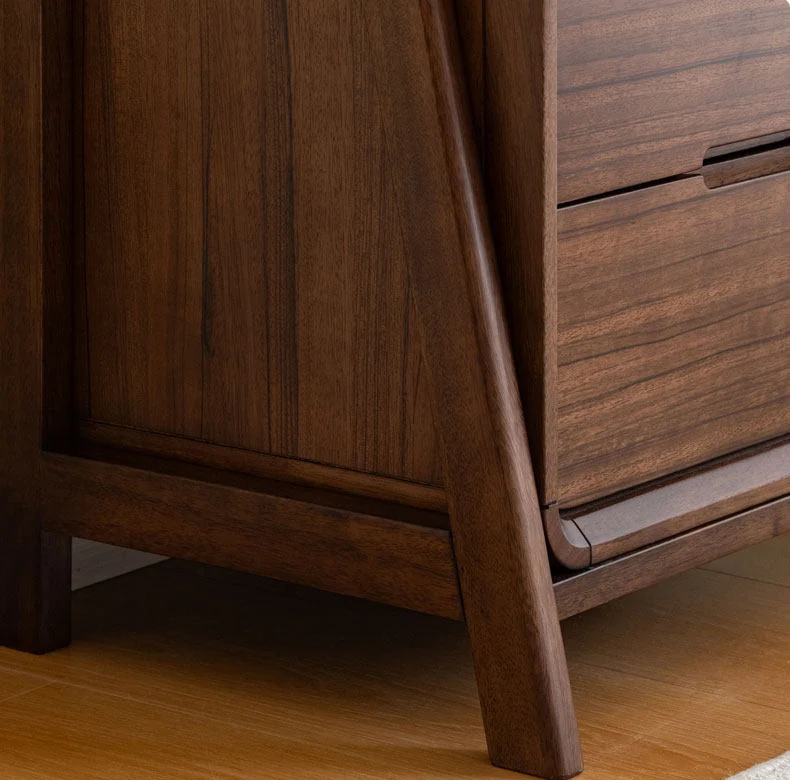 Folio Walnut Ladder Display Shelf with Storage Drawer Cabinet