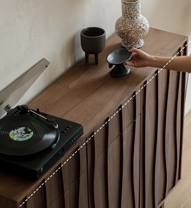 Stride Organic Modern Walnut Shoe Cabinet with Sculpted Doors