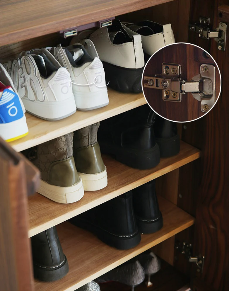 LoftKicks Walnut Wood Shoe Cabinet with Large Storage