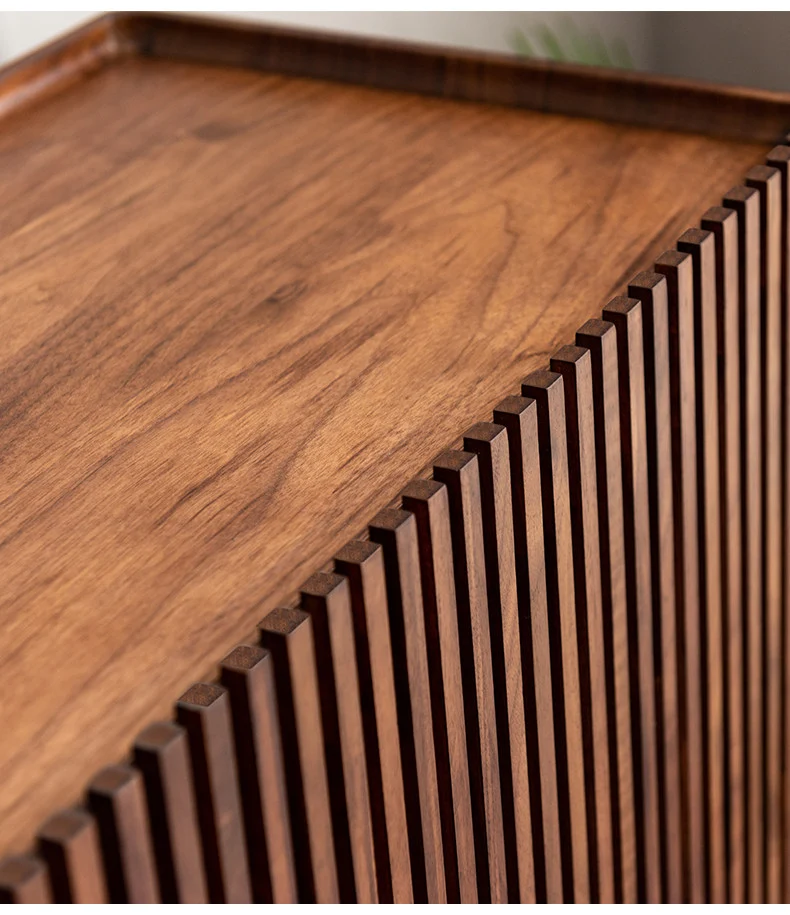SoleCase Walnut Shoe Cabinet with Slatted Doors