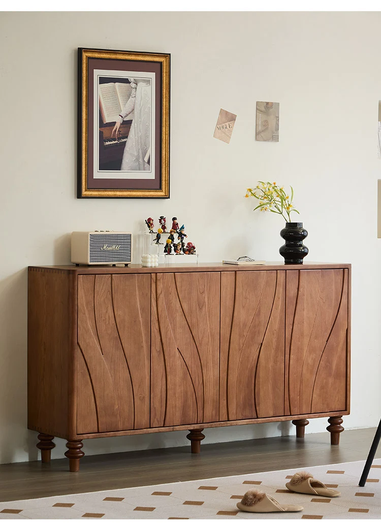 StepVault Walnut Shoe Cabinet with Artistic Curved Doors