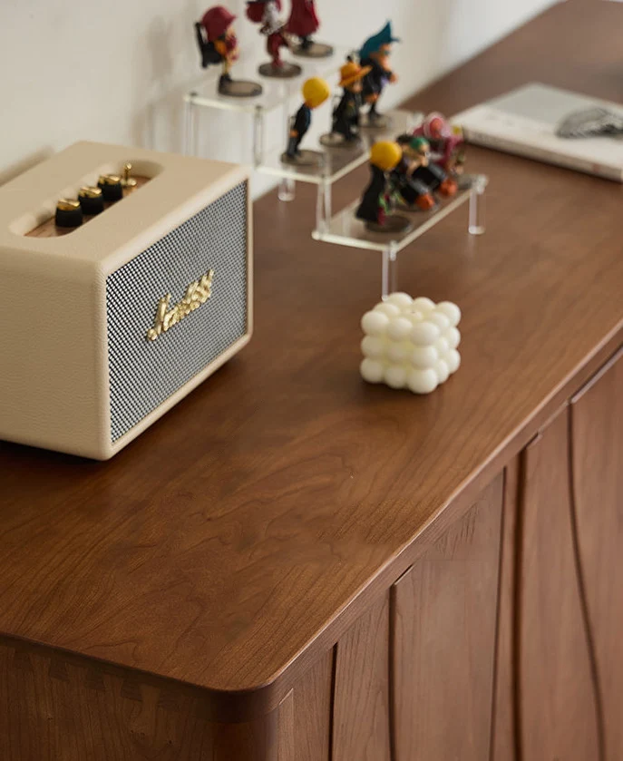 StepVault Walnut Shoe Cabinet with Artistic Curved Doors