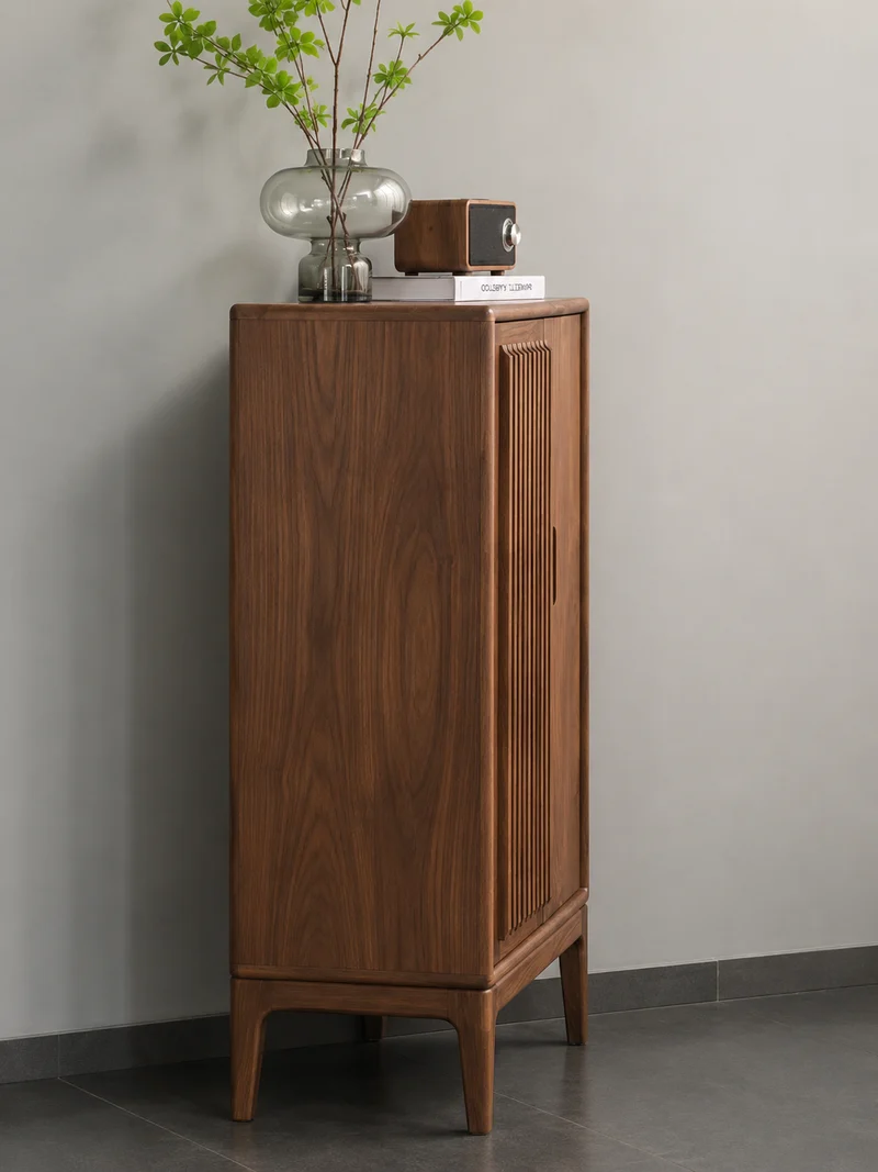 BeamDeck Japanese Slatted Wood Shoe Cabinet with Storage