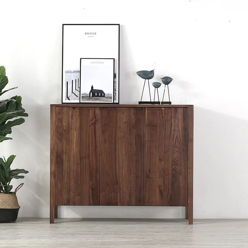 BeamMount Solid Walnut Shoe Cabinet with Minimalist Storage