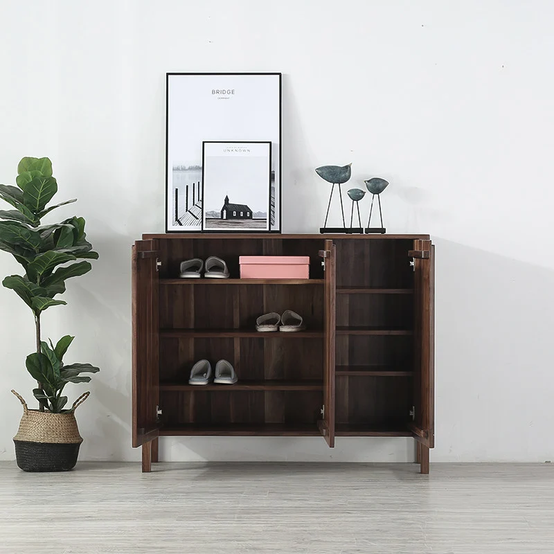 BeamMount Solid Walnut Shoe Cabinet with Minimalist Storage