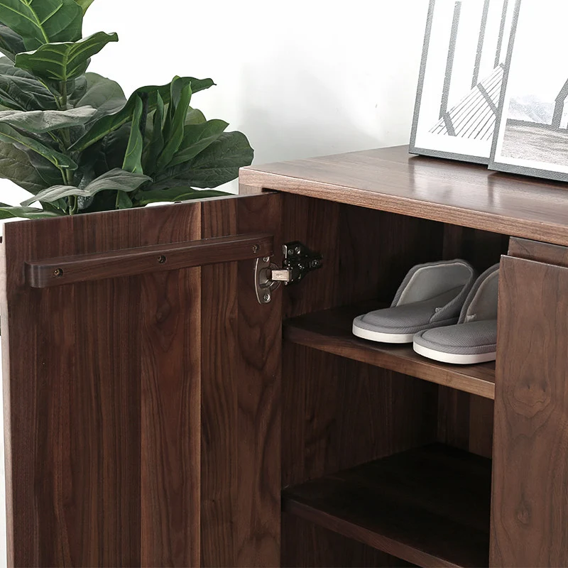 BeamMount Solid Walnut Shoe Cabinet with Minimalist Storage