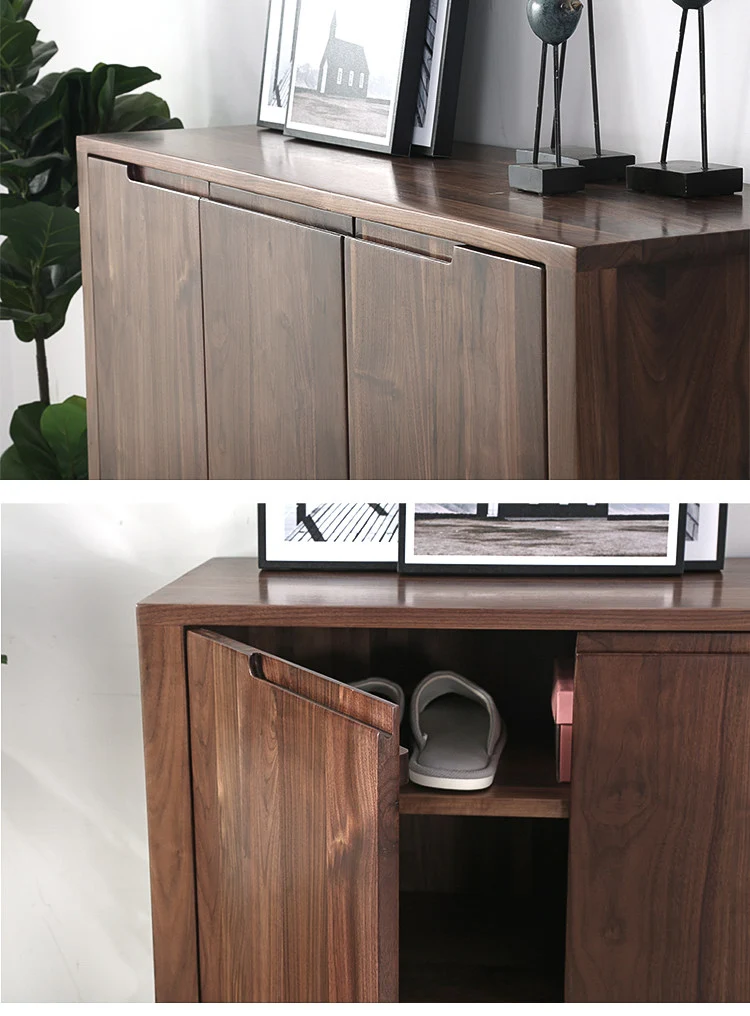 BeamMount Solid Walnut Shoe Cabinet with Minimalist Storage