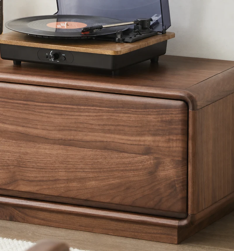 PrimePlank Modern Walnut Low Profile TV Console Cabinet
