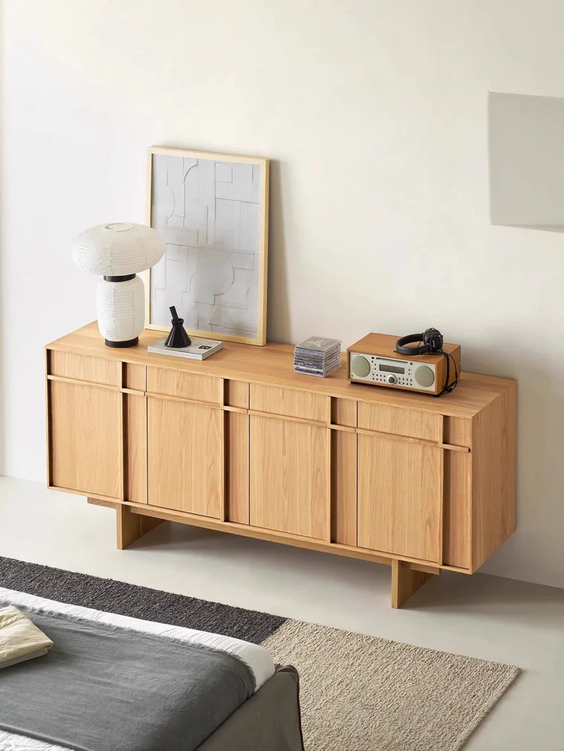 GrandGrain White Oak Sideboard Cabinet with Storage Drawers