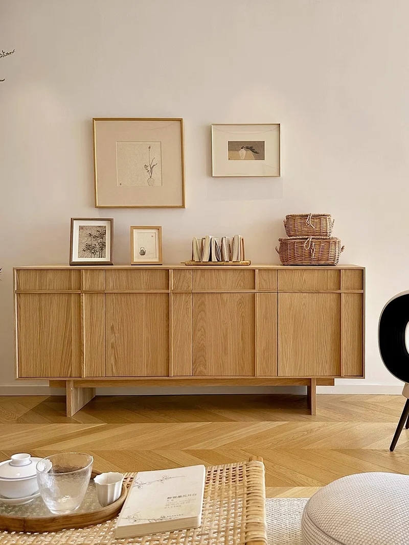 GrandGrain White Oak Sideboard Cabinet with Storage Drawers