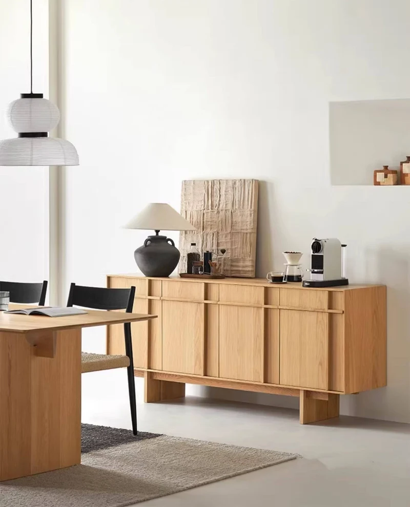 GrandGrain White Oak Sideboard Cabinet with Storage Drawers
