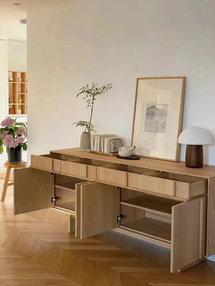 GrandGrain White Oak Sideboard Cabinet with Storage Drawers