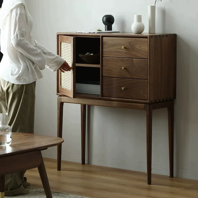 CedarCraft Walnut Cane Cabinet with Drawers and Storage