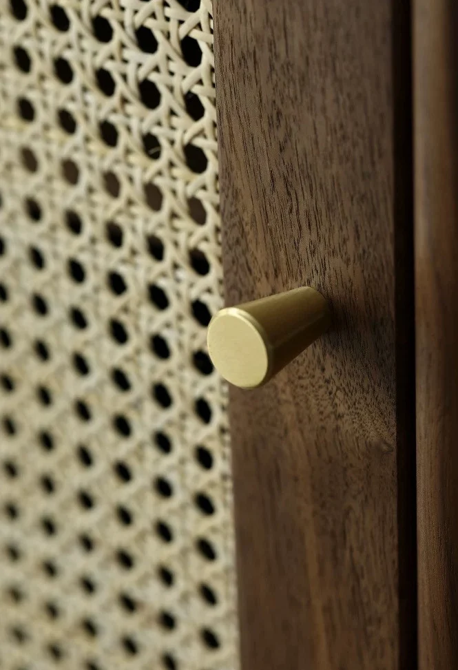 CedarCraft Walnut Cane Cabinet with Drawers and Storage