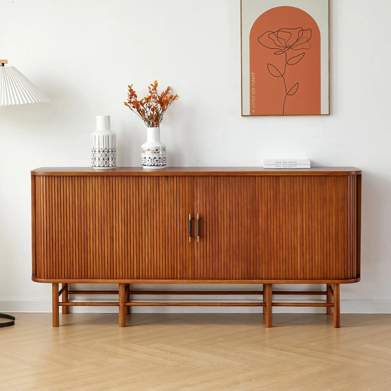 Arbor Cherry Wood Sideboard Cabinet with Tambour Doors