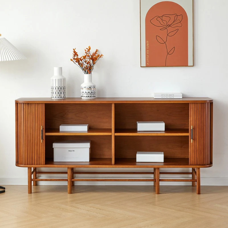 Arbor Cherry Wood Sideboard Cabinet with Tambour Doors