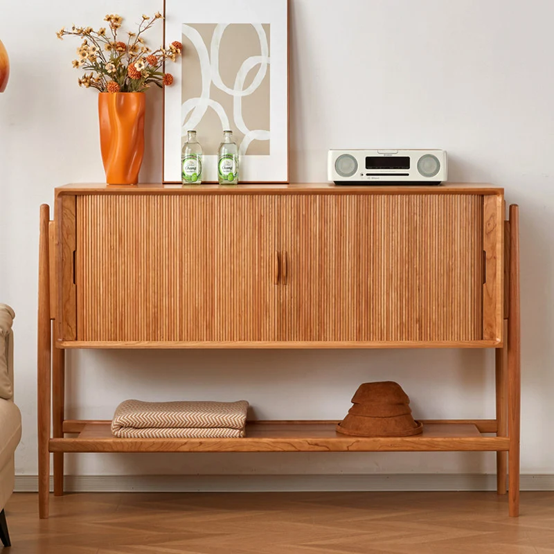 Lumber Mid-Century Cherry Wood Sideboard Cabinet