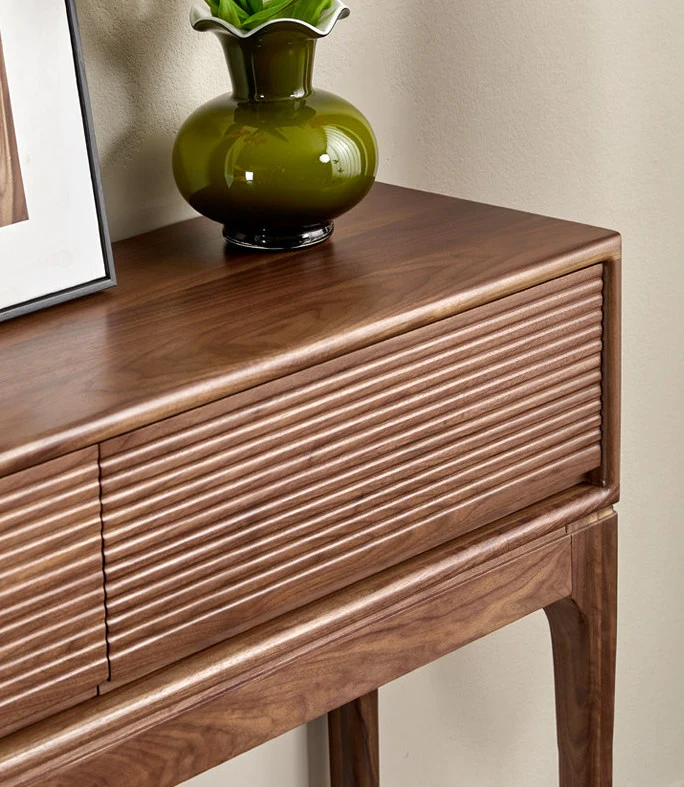 CraftGrain Walnut Console Table with Fluted Drawers