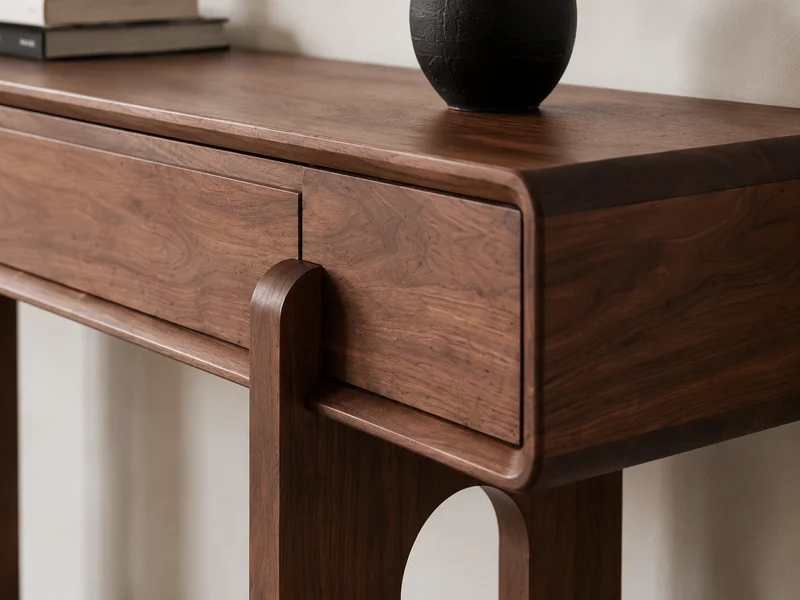PrimeSolid Black Walnut Console Table with Drawers