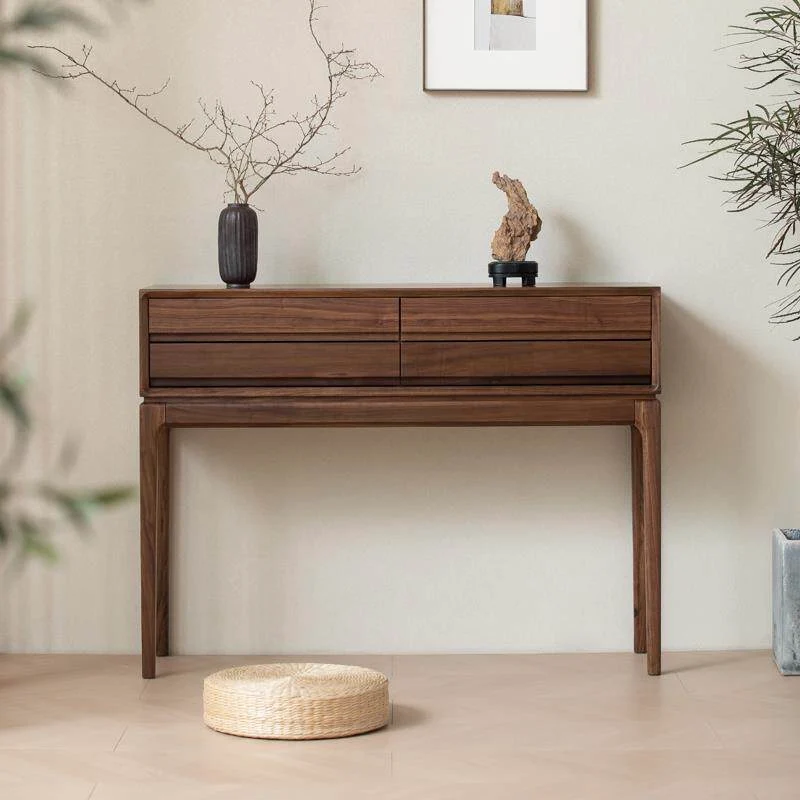 Natural Form Black Walnut Console Table with Drawers