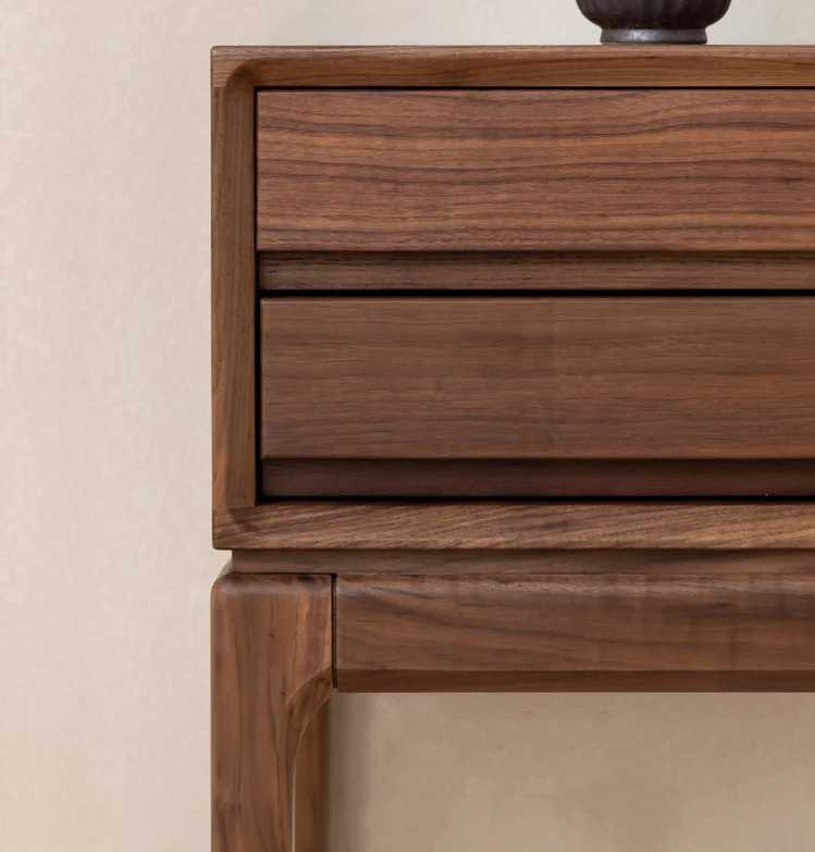 Natural Form Black Walnut Console Table with Drawers