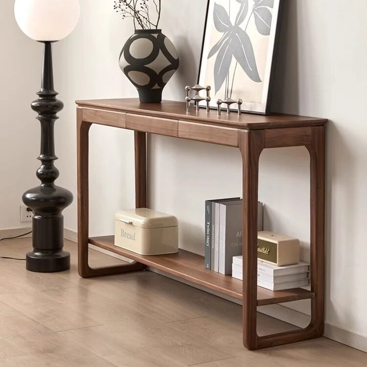 TimberStance Solid Black Walnut Console Open Shelf Table