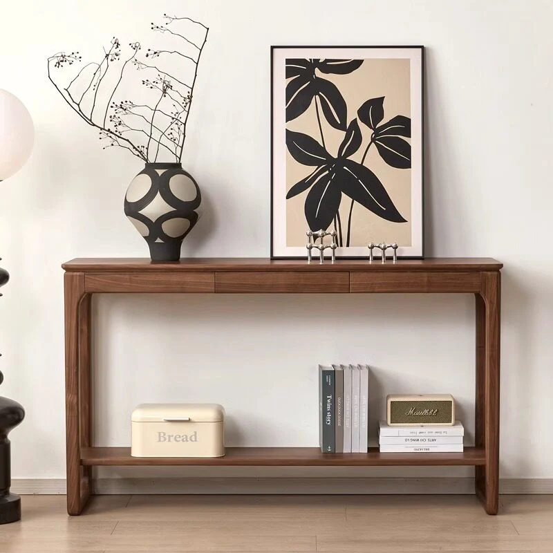 TimberStance Solid Black Walnut Console Open Shelf Table