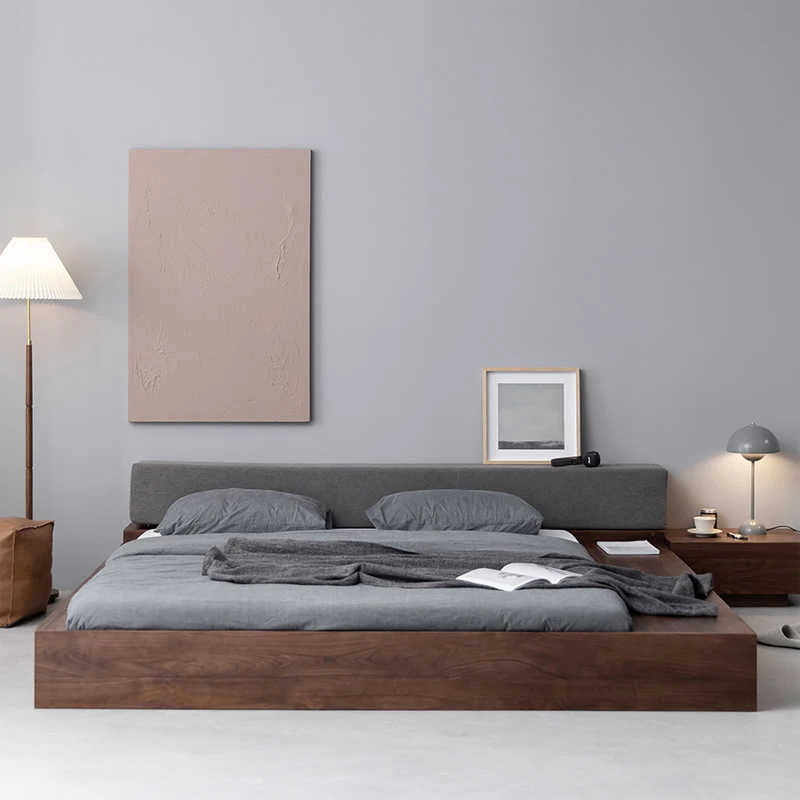 Earth Frame Upholstered Platform Bed with Walnut