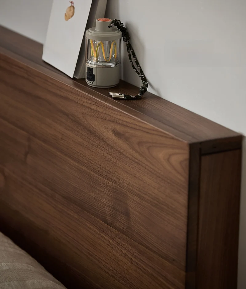 Floor Form Low Platform Bed Frame in Walnut Finish