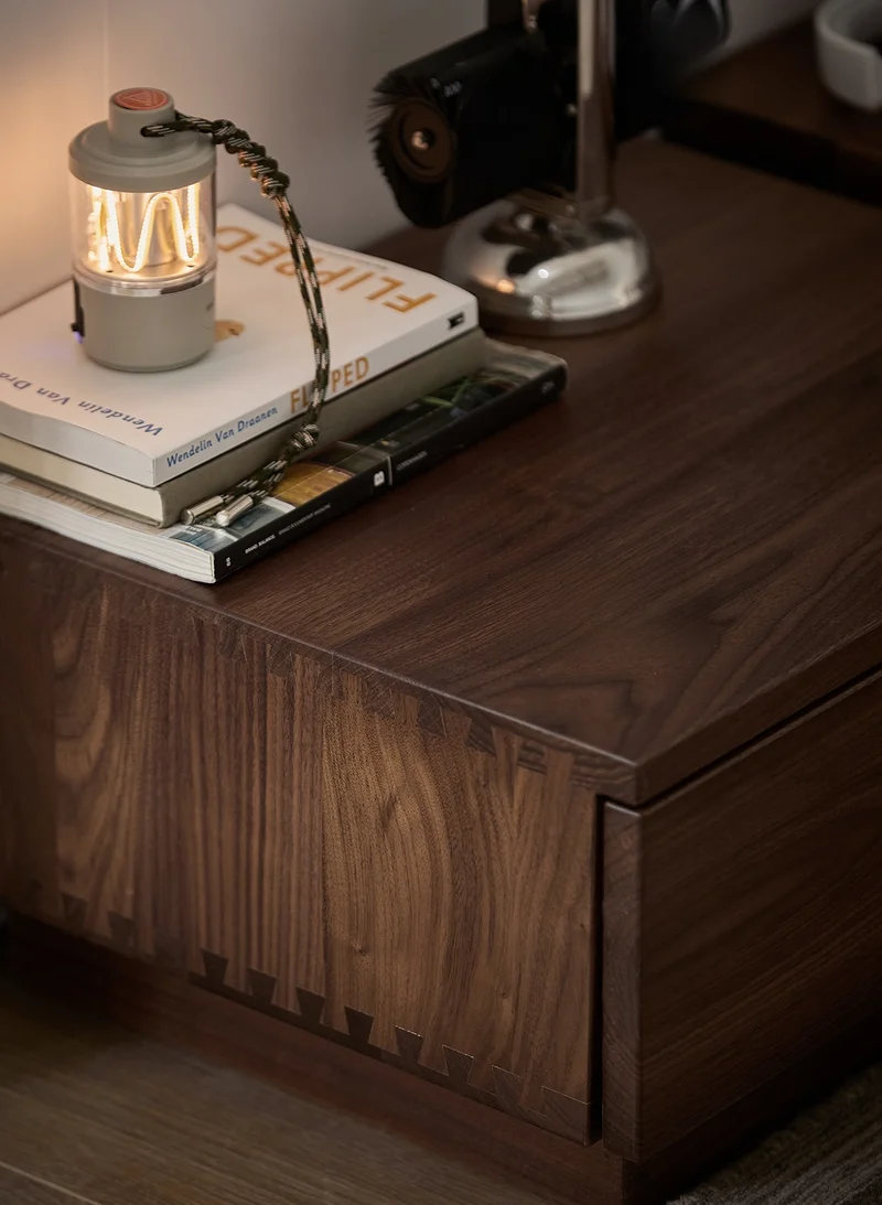 Floor Form Low Platform Bed Frame in Walnut Finish