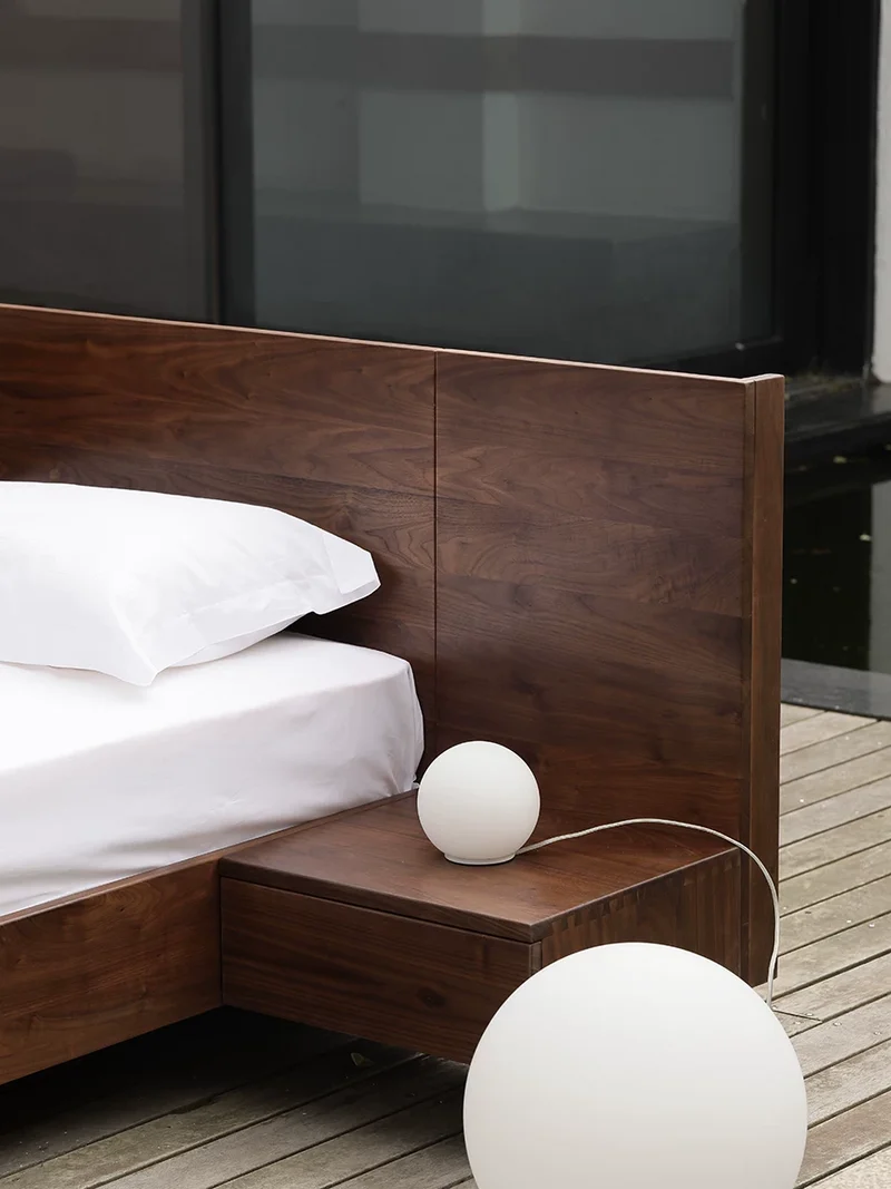 Base Timber Floating Walnut Platform Bed