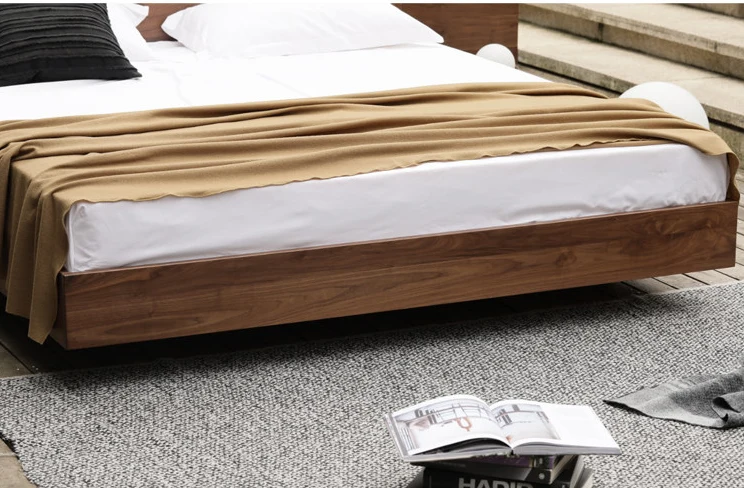 Base Timber Floating Walnut Platform Bed