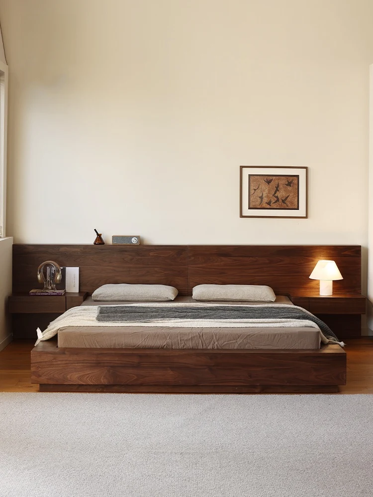 Modern Solid Walnut Low Profile Platform Bed