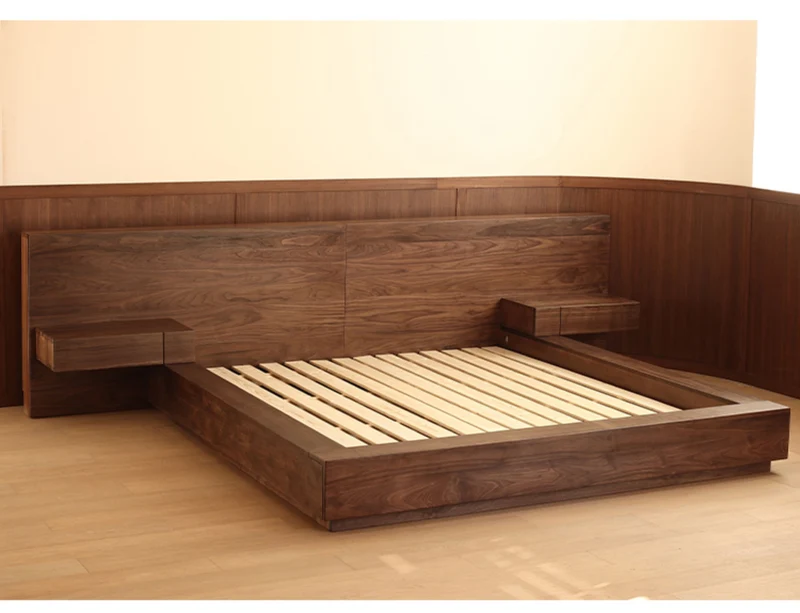 Modern Solid Walnut Low Profile Platform Bed