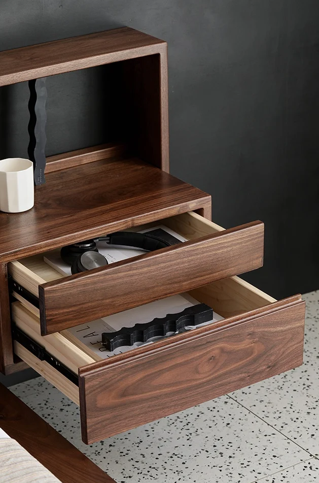 Timber Suite Modern Walnut Wood Floating Platform Bed