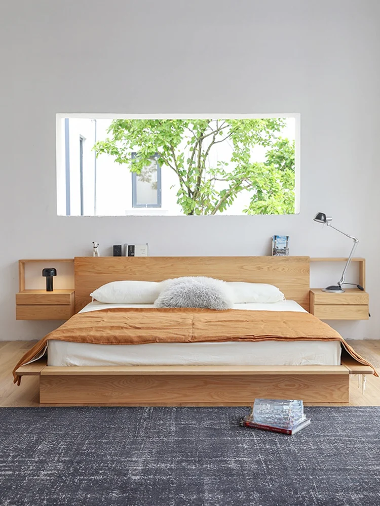 Timber Suite Modern Walnut Wood Floating Platform Bed
