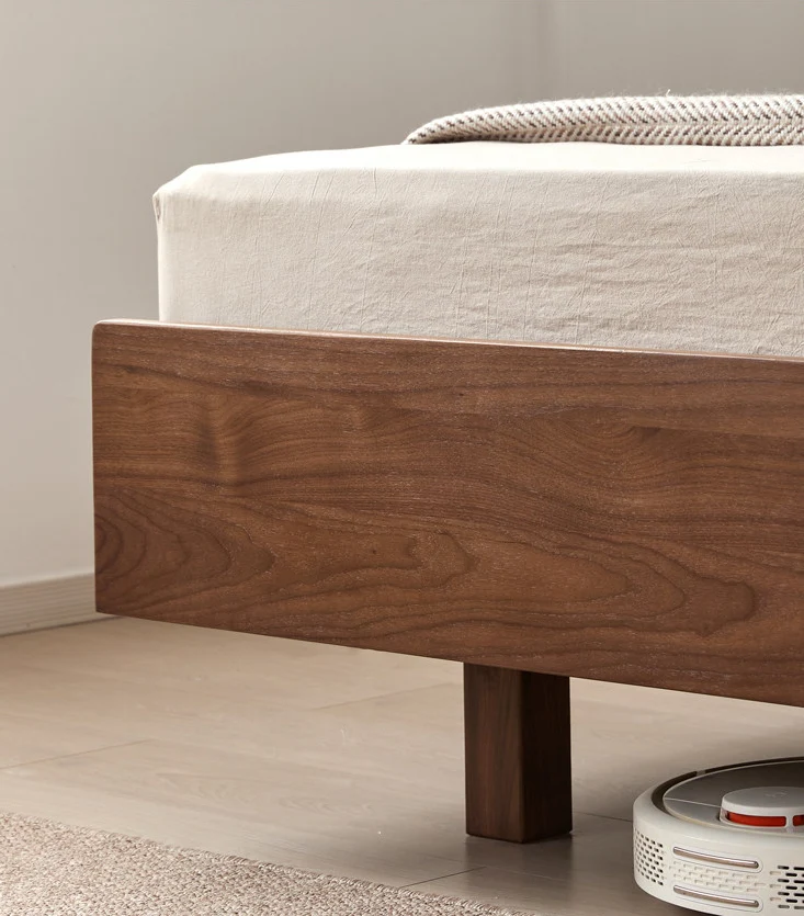 Minimalist Walnut Wood Platform Bed