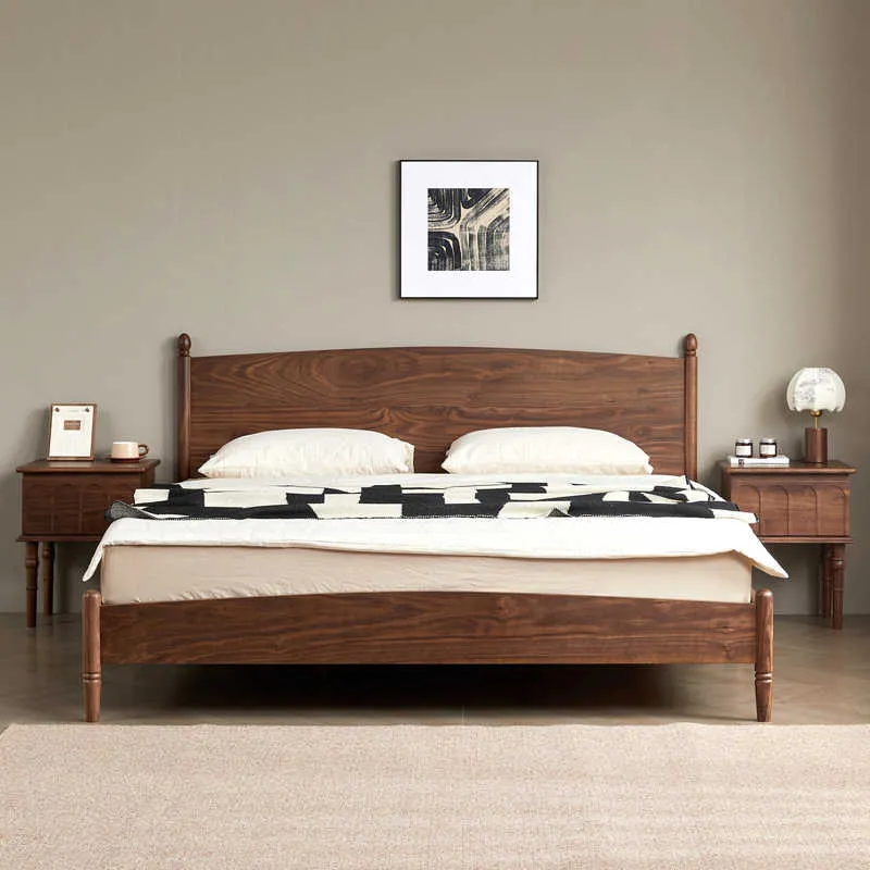 Bed Artisan Solid Black Walnut Modern Transitional Bed
