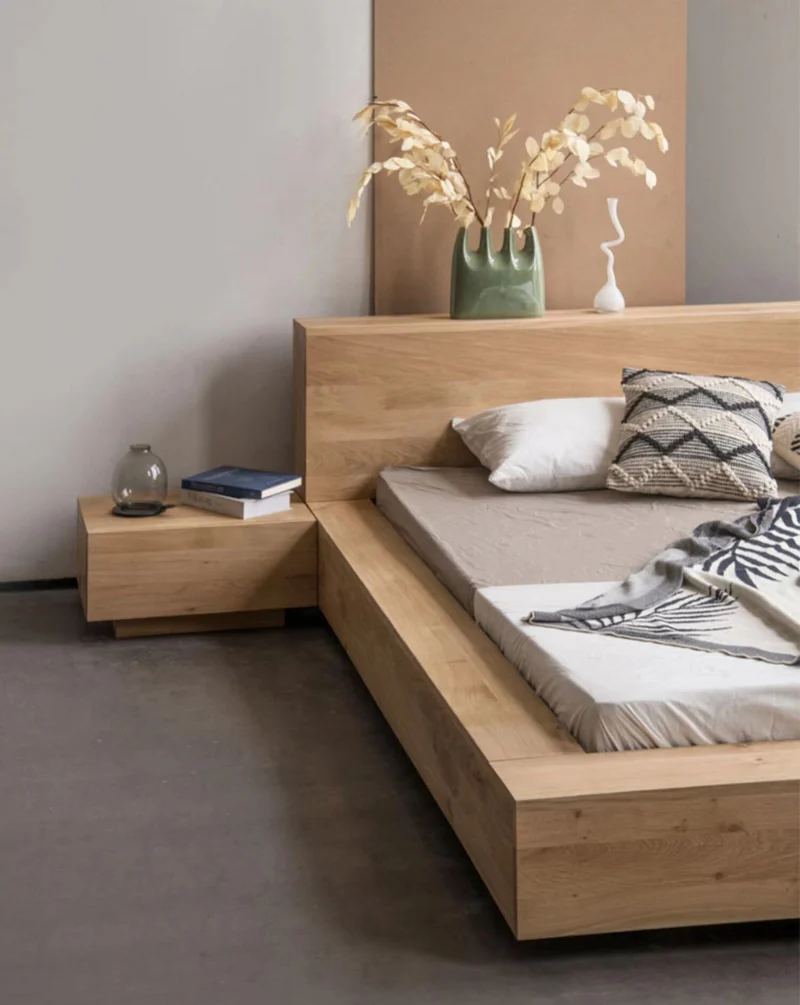 OakBase Low Profile Oak Wood Platform Bed