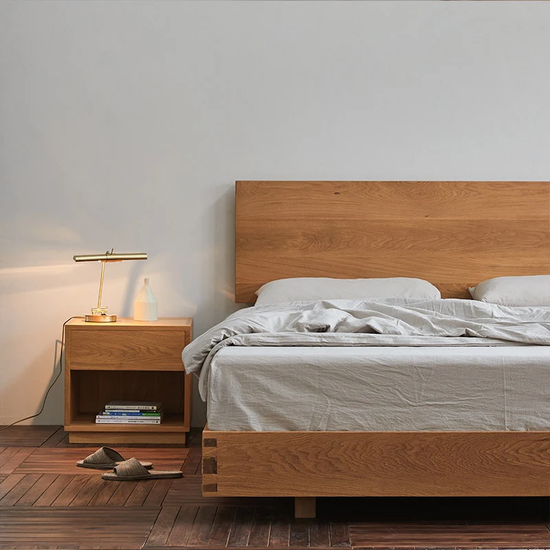 PureTimber Elementary Design Cherry Wood Bed Frame